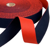 Bobine 20m sangle bicolore réversible 38mm rouge/bleu marine
