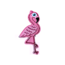 Ecusson thermocollant oiseaux exotiques flamant rose 6,5cm x 3cm