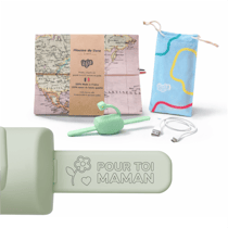 Pack Lampe + câble + pochette microfibre + housse livre - Vert - Message Pour Toi Maman - Lizia
