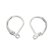 10 Crochets boules d'oreilles DORMEUSES argentés en Acier Inoxydable 304 - 16 x 10 mm