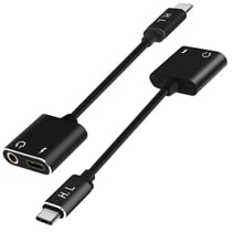 Adaptateur Audio et Charge USB Type C vers USB-C et Jack 3.5mm Femelle noir