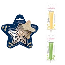 Kit pour biscuit en relief Étoile + 2 Stylos au chocolat jaune pastel et vert clair