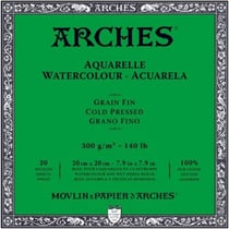 Bloc - Peinture aquarelle - 20x20cm - 300g - 20 feuilles - Grain fin - Arches