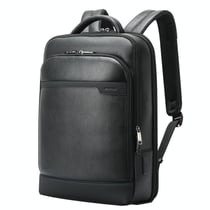 Sac À Dos Ordinateur Grande Capacité Cuir Véritable Avec Ports USB Type-C Noir YONIS