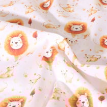 Tissu Coton imprimé Leo animaux sur fond Orange