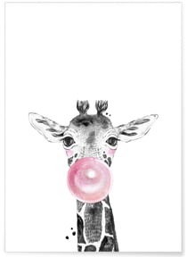 Affiche Bulle de Girafe Rose | A3 : 29,7x42cm