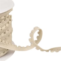 Bobine 25m élastique à pompons beige lin 13mm