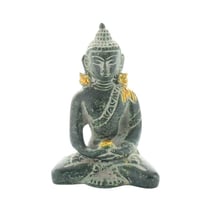 Statuette Bouddha Dhyana Mudra en Laiton vert antique 7,5 cm - Omsaé