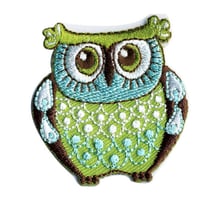 Lot de 3 écussons thermocollants Hibou vert 4cmx4cm