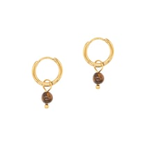 Boucles d'oreilles créoles Serena en pierres Oeil de Tigre - Sloya