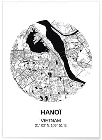 Affiche Carte Hanoï | A3 : 29,7x42cm