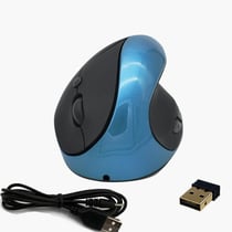 Souris Ergonomique Sans Fil 6 Boutons Rechargeable USB Noir Bleu YONIS