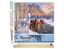 Peinture par Numéro Figured'Art - Chevaux à la fin de l'hiver - Kit de Loisir Créatif DIY Numéro d'Art Complet - 40x50cm toile roulée + châssis en bois à monter