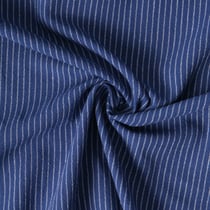 Tissu Polycoton Louis rayures Blanches 3 mm sur fond Bleu marine - Au mètre