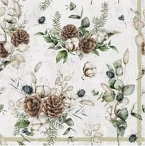 Lot de 4 serviettes en papier découpage collage 33 cm NATURE RUSTIQUE