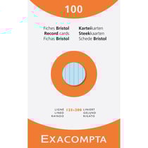 Etui de 100 fiches - bristol ligné perforé 125x200mm - Couleurs assorties - x 12 - Exacompta