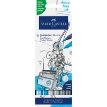 6 feutres - Dessin - Faber-Castell - Goldfaber Sketch - Double pointe - Teintes bleu/gris