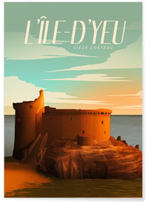 Affiche ville Île d'Yeu | A3 : 29,7x42cm