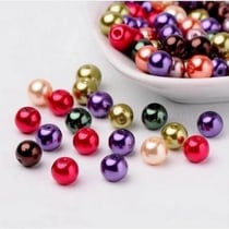 Perles ronde en verre nacré en mélange coloris assortis 6 mm Lot B