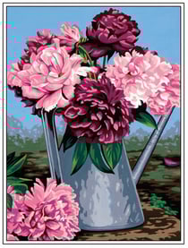 Canevas Pénélope Antique L'arrosoir aux pivoines 40X50cm