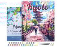 Peinture par Numéro Figured'Art avec Cadre - Affiche de voyage Kyoto en fleurs - Kit de Loisir Créatif DIY Numéro d'Art Complet - 40x50cm toile tendue sur châssis