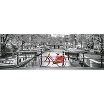 Puzzle panorama noir et blanc amsterdam et le velo 1000 pieces - collection paysage pays-bas - clementoni - 39440