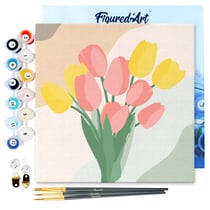 Mini Peinture par Numéro Figured'Art 20x20cm avec cadre Bouquet de Tulipes - Petit Format
