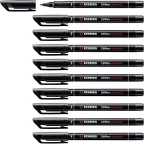 Lot de 10 feutres permanents pointe fine - STABILO - OHPen - Noir - 0,7 mm