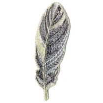 Ecusson thermocollant feuille grise et dorée 7x2cm