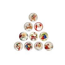 10 cabochons rond en verre assorties 25 mm NOEL 100