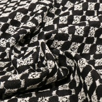 Tissu Lin Viscose ajouré Estelle sur fond Noir - Au mètre