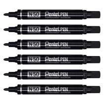 Lot de 6 marqueurs permanents - PENTEL - Pointe ogive 2 mm - Noir