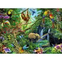 Puzzle xxl les animaux sauvages : singe elephant perroquet leopard - 200 pieces - ravensburger - 126606