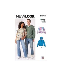 Patron New Look 6759 - Sweat-shirts hommes et femmes (S-M-L-XL-XXL) taille n°FR 34-52