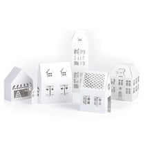 5 maisons blanches de décoration à monter soi-même 19 x 5,5 x 4,5 cm