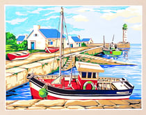 Canevas antique Le petit port 40x50cm