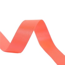 Bobine 25m ruban satin double face Rose orange Fluo fabriqué en France