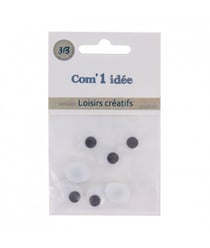 Oeil MOBILE OVALE Noir/blanc peluches 12x9mm en lot de 8 - 3bCom Blanc