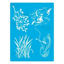 Pochoir plastique souple réutilisable 18,5 x 14,5 cm Fabrika Decoru PECHE JONC 360