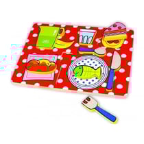 Puzzle en bois plateau repas 8 pieces - vilac - puzzle a encastrer