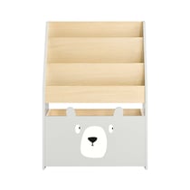 SoBuy KMB104-HG Bibliothèque Enfant, Étagère de Rangement Jouets pour Enfants, Porte-revues avec Boître Roulante et 3 Étagères