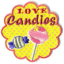 Lot de 3 écussons thermocollants Love Candies 5x5cm