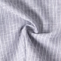 Tissu Polycoton aspect Lin rayé Bleu gris