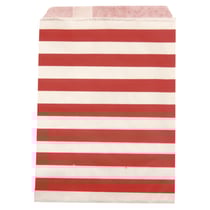 Sachet en papier convient pour aliments, 12,9x16,8cm, rayé rouge, 25 pièces
