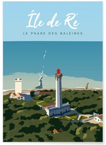 Affiche Ile de Ré - Le phare des baleines | A3 : 29,7x42cm