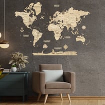 Carte du Monde en Bois 2D CREATIFWOOD Claire M (100 x 70 cm) - Décoration Murale