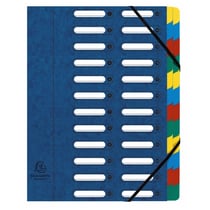 Trieur HARMONIKA® à fenêtres avec élastiques véritable carte lustrée 24 compartiments - Bleu - x 4 - Exacompta
