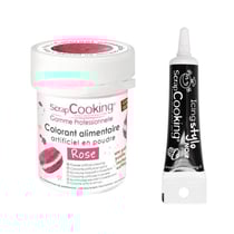 Colorant alimentaire Rose + Stylo de glaçage noir