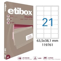 Apli 119761 x5 - Etiquettes blanches format 63,5 x 38,1 mm - Carton de 5 boites Réf.119761