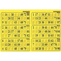Plaque de 6 grilles de loto rigide 1mm jaune soleil - cartons loto - lotoquine